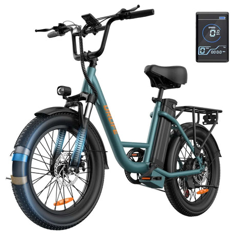 Bicicleta Eléctrica URLIFE E20 - Motor 250W Batería 48V 13Ah Neumáticos de 20 Frenos de Disco - Verde
