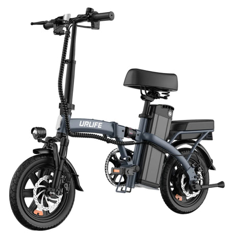Bicicleta Eléctrica URLIFE F1L - Motor 250W Batería 48V 7.5Ah Neumáticos de 14 Frenos de Disco - Gris