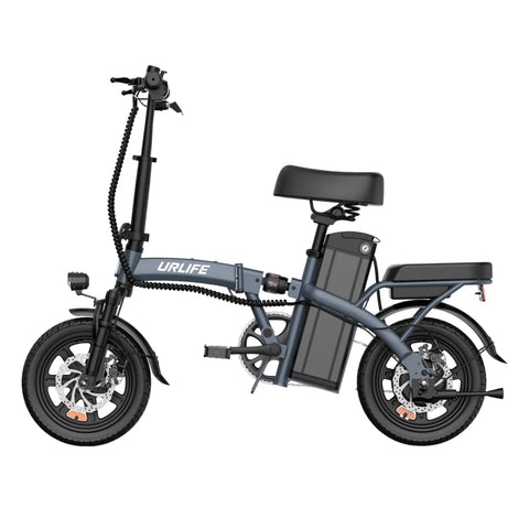 Bicicleta Eléctrica URLIFE F1L - Motor 250W Batería 48V 7.5Ah Neumáticos de 14 Frenos de Disco - Gris