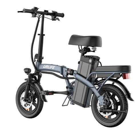 Bicicleta Eléctrica URLIFE F1L - Motor 250W Batería 48V 7.5Ah Neumáticos de 14 Frenos de Disco - Gris