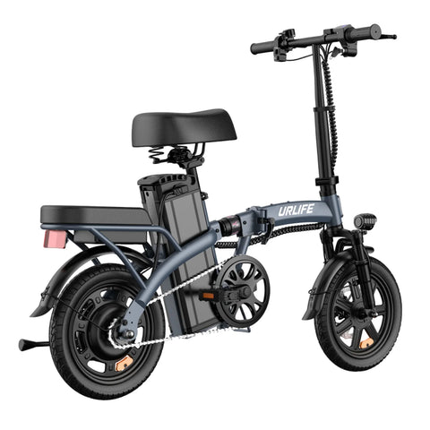 Bicicleta Eléctrica URLIFE F1L - Motor 250W Batería 48V 7.5Ah Neumáticos de 14 Frenos de Disco - Gris