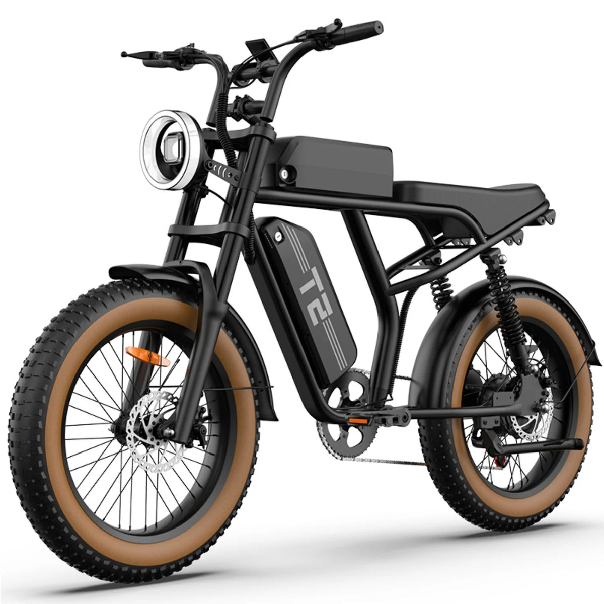 Bicicleta Eléctrica URLIFE T2  - Motor 250W Batería 48V 15.6Ah Pedal Asistido Modo de asistencia al pedaleo- Marrón