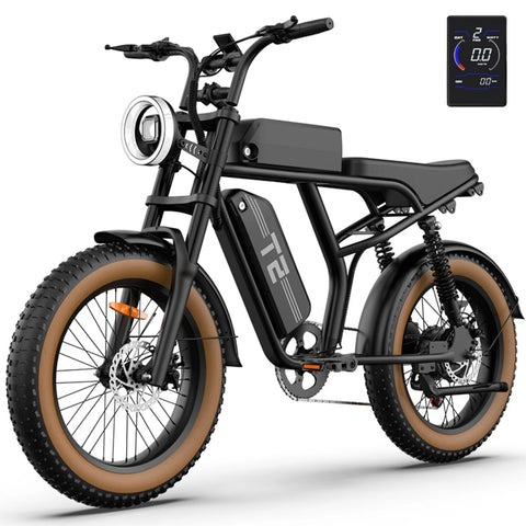 Bicicleta Eléctrica URLIFE T2  - Motor 250W Batería 48V 15.6Ah Pedal Asistido Modo de asistencia al pedaleo- Marrón