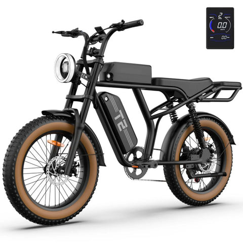 Bicicleta Eléctrica URLIFE T2  - Motor 250W Batería 48V 15.6Ah Pedal Asistido Modo de asistencia al pedaleo- Marrón