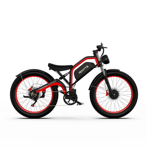 Bicicleta Eléctrica Duotts N26 - Motor 750W*2 Batería 48V20Ah Autonomía 60KM Frenos de Disco - Negro Rojo