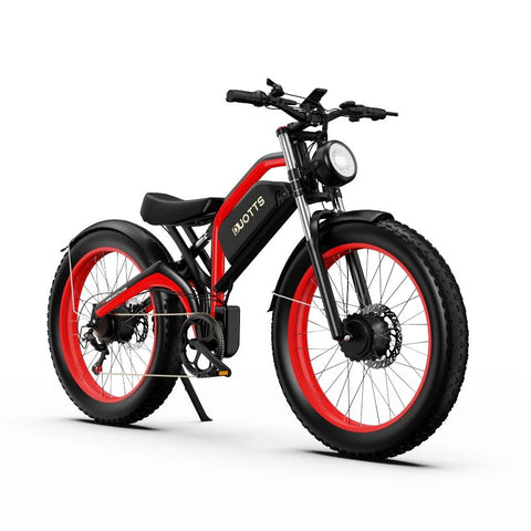Bicicleta Eléctrica Duotts N26 - Motor 750W*2 Batería 48V20Ah Autonomía 60KM Frenos de Disco - Negro Rojo
