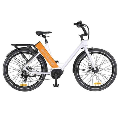 Bicicleta Eléctrica ENGWE P275 ST 19.2Ah - Motor 250W Batería 691.2Wh Autonomía 260KM - Blanco y Naranja