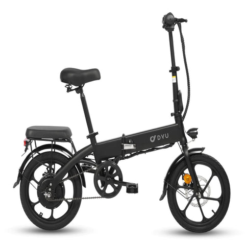 Bicicleta Eléctrica DYU A1F 16" - Motor 250W Batería 36V7.5Ah Alcance 30KM Frenos de Disco - Negro