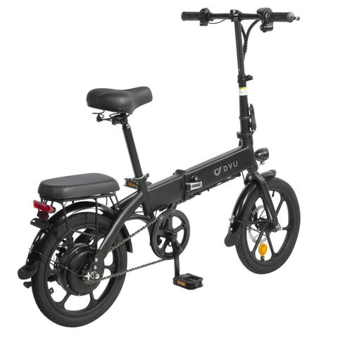 Bicicleta Eléctrica DYU A1F 16" - Motor 250W Batería 36V7.5Ah Alcance 30KM Frenos de Disco - Negro