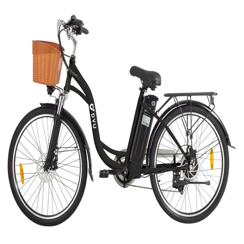 Bicicleta Eléctrica DYU C6 26" - Motor 350W Batería 36V12.5Ah Alcance 40KM Frenos de Disco - Negro