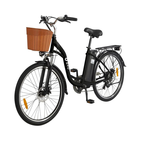 Bicicleta Eléctrica DYU C6 26" - Motor 350W Batería 36V12.5Ah Alcance 40KM Frenos de Disco - Negro