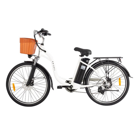 Bicicleta Eléctrica DYU C6 26" - Motor 350W Batería 36V12.5Ah Alcance 40KM Frenos de Disco - Blanco