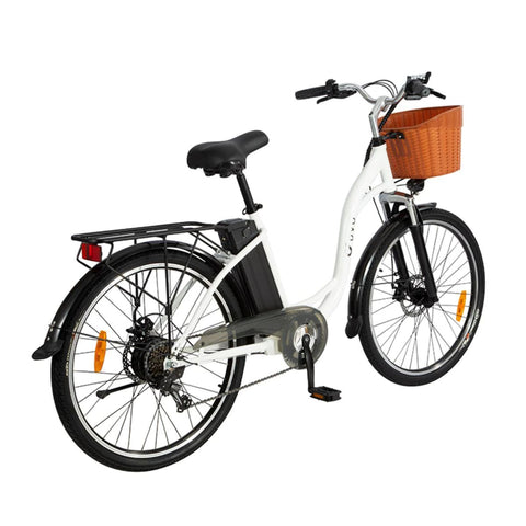 Bicicleta Eléctrica DYU C6 26" - Motor 350W Batería 36V12.5Ah Alcance 40KM Frenos de Disco - Blanco