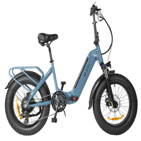 Bicicleta Eléctrica DYU FF500 20" - Motor 500W Batería 48V14Ah Alcance 50KM Frenos de Disco - Azul