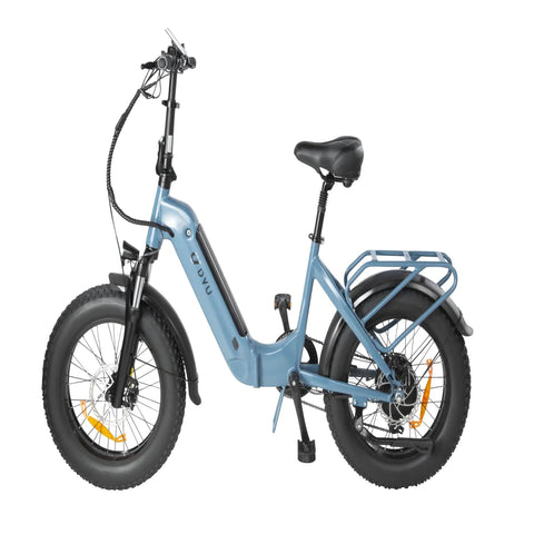 Bicicleta Eléctrica DYU FF500 20" - Motor 500W Batería 48V14Ah Alcance 50KM Frenos de Disco - Azul