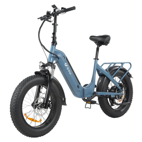 Bicicleta Eléctrica DYU FF500 20" - Motor 500W Batería 48V14Ah Alcance 50KM Frenos de Disco - Azul