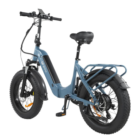 Bicicleta Eléctrica DYU FF500 20" - Motor 500W Batería 48V14Ah Alcance 50KM Frenos de Disco - Azul