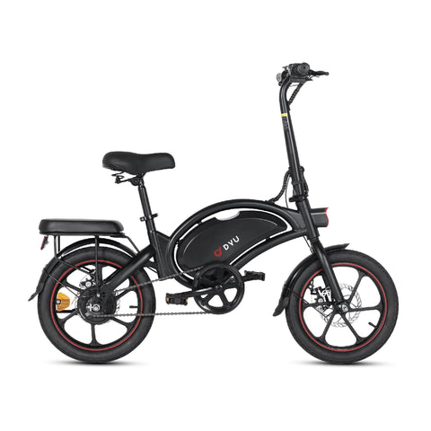 Bicicleta Eléctrica DYU D16 - Motor 250W Batería 36V6Ah Alcance 30KM Frenos de Disco - Negro