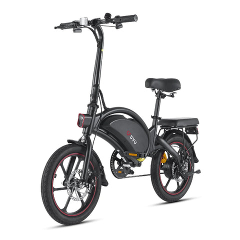Bicicleta Eléctrica DYU D16 - Motor 250W Batería 36V6Ah Alcance 30KM Frenos de Disco - Negro