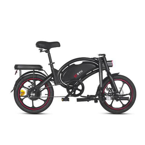 Bicicleta Eléctrica DYU D16 - Motor 250W Batería 36V6Ah Alcance 30KM Frenos de Disco - Negro