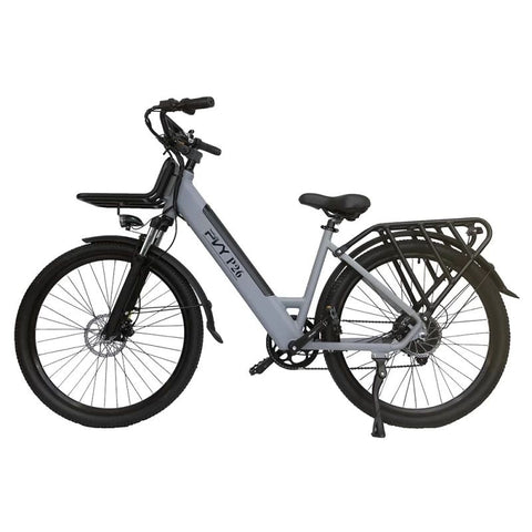Bicicleta Eléctrica PVY P26 - Motor 250W Batería 48V11.6AH Autonomía 100KM Freno de Disco Hidráulico - Gris