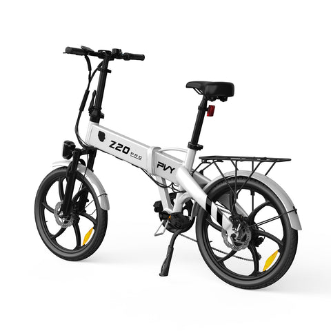 Bicicleta Eléctrica PVY Z20 Pro - Motor 250W Batería 36V10.4AH Autonomía 80KM Freno de Disco Mecánico - Blanco