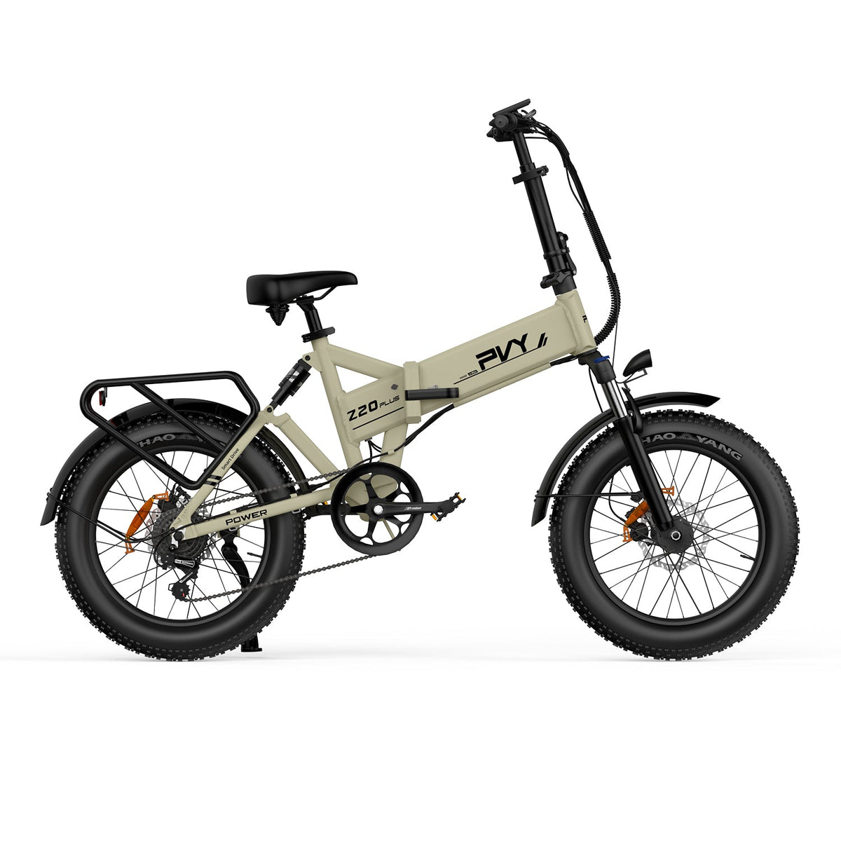 Bicicleta Eléctrica PVY Z20 Plus 500 - Motor 250W Batería 48V14.5AH Autonomía 100KM Freno de Disco Mecánico - Beige