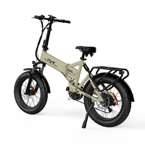 Bicicleta Eléctrica PVY Z20 Plus 500 - Motor 250W Batería 48V14.5AH Autonomía 100KM Freno de Disco Mecánico - Beige