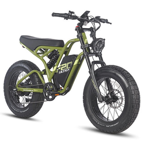 FAFREES F20 Ultra Bicicleta Eléctrica - Motor 750W Batería 48V25AH Autonomía 140KM - Negro Verde