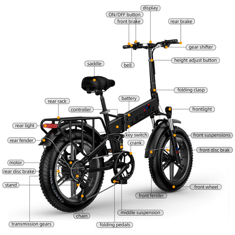 ENGWE ENGINE X Bicicleta eléctrica 250W - Autonomía 60 km - Color negro