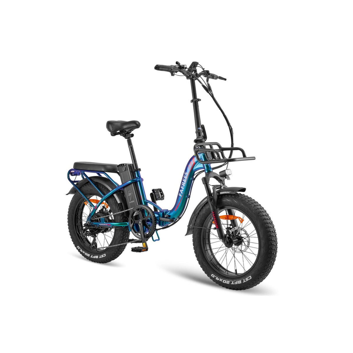 Bicicleta Eléctrica FAFREES F20 Max 22.5AH - Motor 500W Batería 48V22.5AH Autonomía 110KM Freno de Disco Mecánico - Verde Púrpura