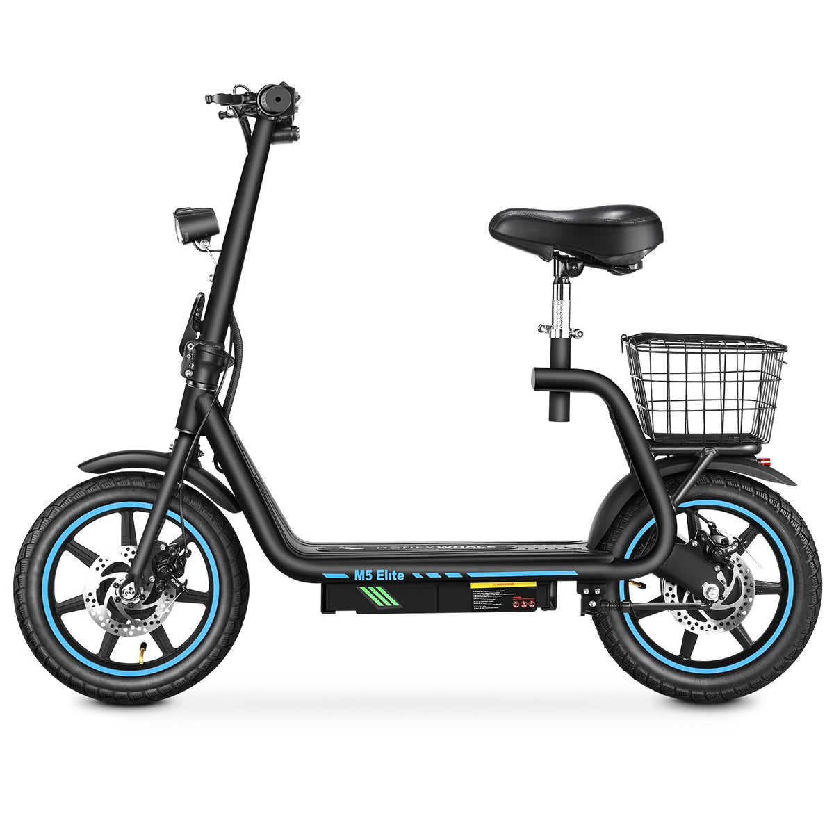 Patinete Eléctrico Honey Whale M5Elite - Motor 500W Batería 48V13AH Autonomía 45KM Frenos de Disco - Negro