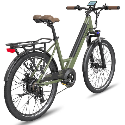 FAFREES F26 Pro 14.5AH Bicicleta Eléctrica - Motor 250W Batería 36V14.5AH Autonomía 110KM Freno de Disco Mecánico - Verde Oscuro