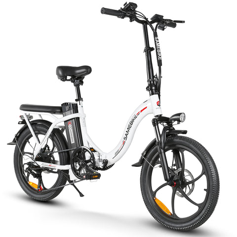 SAMEBIKE CY20-IT Bicicleta Eléctrica - Potencia 350W Batería 36V13AH Autonomía 35KM Freno de Disco Mecánico - Blanco