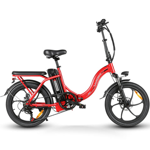 SAMEBIKE CY20-IT Bicicleta Eléctrica - Potencia 350W Batería 36V13AH Autonomía 35KM Freno de Disco Mecánico - Rojo