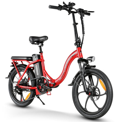 SAMEBIKE CY20-IT Bicicleta Eléctrica - Potencia 350W Batería 36V13AH Autonomía 35KM Freno de Disco Mecánico - Rojo