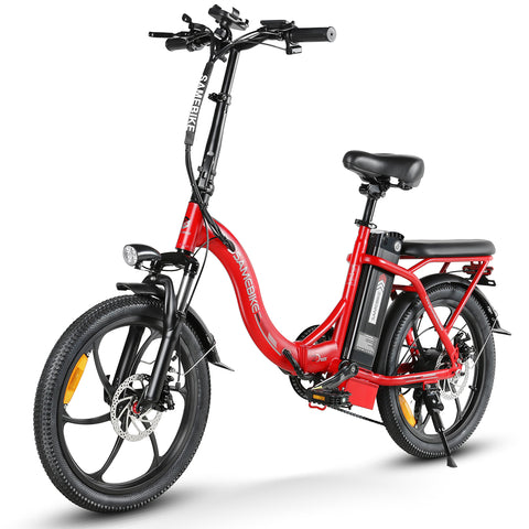 SAMEBIKE CY20-IT Bicicleta Eléctrica - Potencia 350W Batería 36V13AH Autonomía 35KM Freno de Disco Mecánico - Rojo