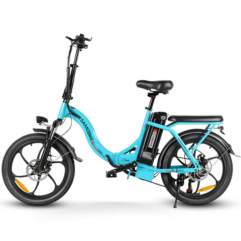 SAMEBIKE CY20-IT Bicicleta Eléctrica - Potencia 350W Batería 36V13AH Autonomía 35KM Freno de Disco Mecánico - Lago Azul