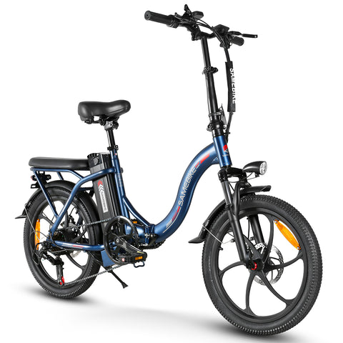SAMEBIKE CY20-IT Bicicleta Eléctrica - Potencia 350W Batería 36V13AH Autonomía 35KM Freno de Disco Mecánico - Azul Oscuro