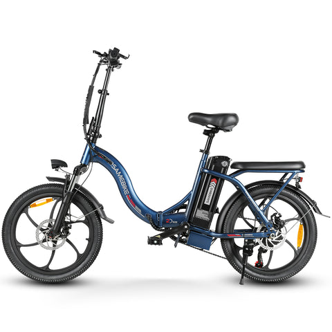 SAMEBIKE CY20-IT Bicicleta Eléctrica - Potencia 350W Batería 36V13AH Autonomía 35KM Freno de Disco Mecánico - Azul Oscuro