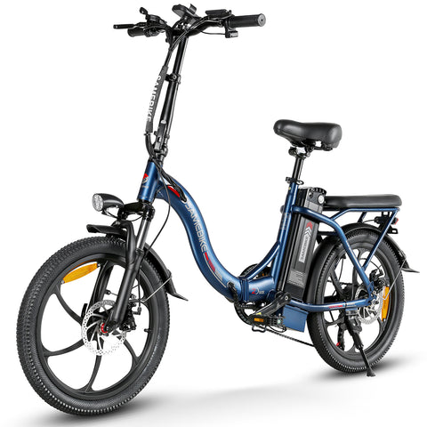 SAMEBIKE CY20-IT Bicicleta Eléctrica - Potencia 350W Batería 36V13AH Autonomía 35KM Freno de Disco Mecánico - Azul Oscuro