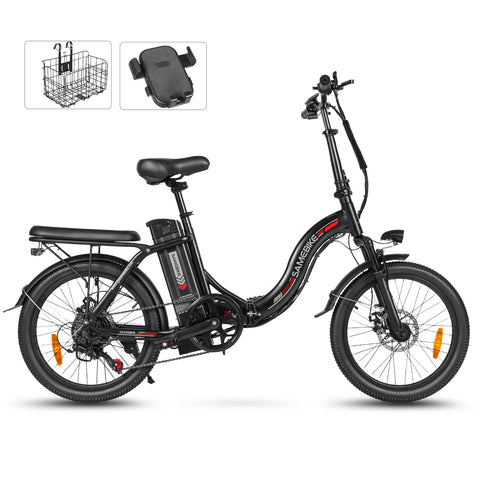 SAMEBIKE CY20 FT Bicicleta Eléctrica - Potencia 350W Batería 36V13AH Autonomía 35KM Freno de Disco Mecánico - Negro