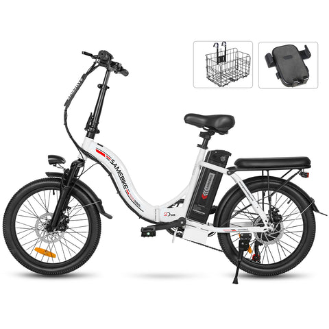 SAMEBIKE CY20 FT Bicicleta Eléctrica - Potencia 350W Batería 36V13AH Autonomía 35KM Freno de Disco Mecánico - Blanco