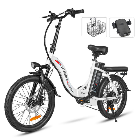 SAMEBIKE CY20 FT Bicicleta Eléctrica - Potencia 350W Batería 36V13AH Autonomía 35KM Freno de Disco Mecánico - Blanco
