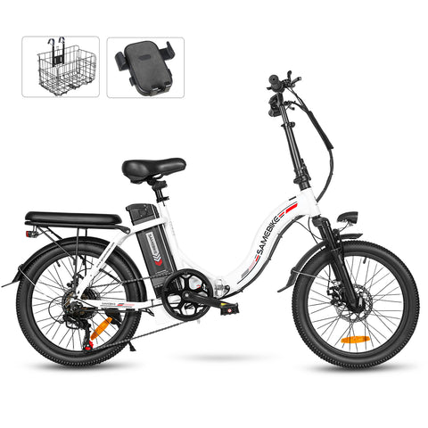 SAMEBIKE CY20 FT Bicicleta Eléctrica - Potencia 350W Batería 36V13AH Autonomía 35KM Freno de Disco Mecánico - Blanco