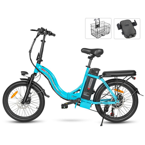 SAMEBIKE CY20 FT Bicicleta Eléctrica - Potencia 350W Batería 36V13AH Autonomía 35KM Freno de Disco Mecánico - Lago Azul