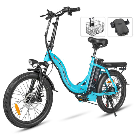 SAMEBIKE CY20 FT Bicicleta Eléctrica - Potencia 350W Batería 36V13AH Autonomía 35KM Freno de Disco Mecánico - Lago Azul