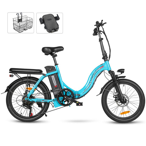 SAMEBIKE CY20 FT Bicicleta Eléctrica - Potencia 350W Batería 36V13AH Autonomía 35KM Freno de Disco Mecánico - Lago Azul