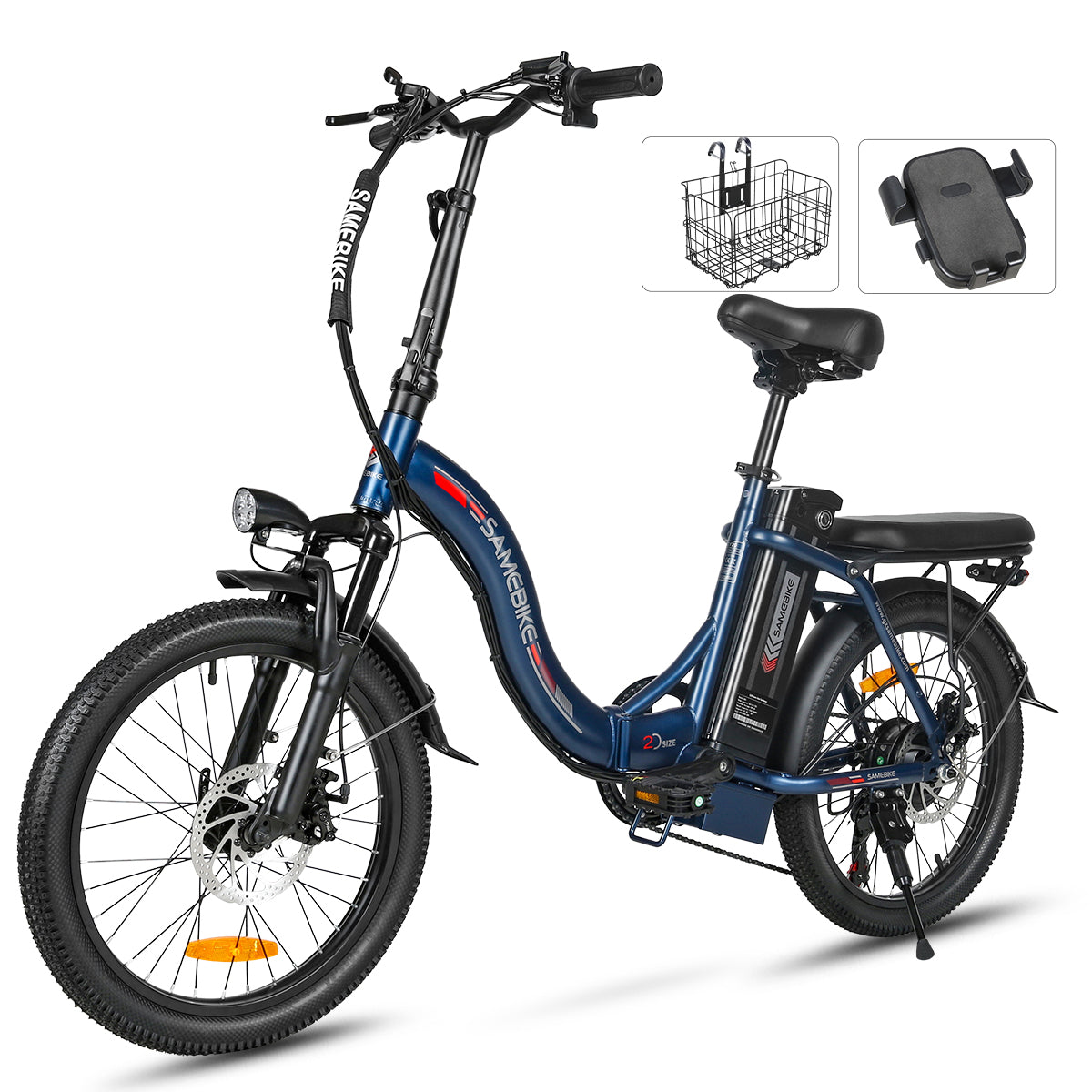 SAMEBIKE CY20 FT Bicicleta Eléctrica - Potencia 350W Batería 36V13AH Autonomía 35KM Freno de Disco Mecánico - Azul Oscuro