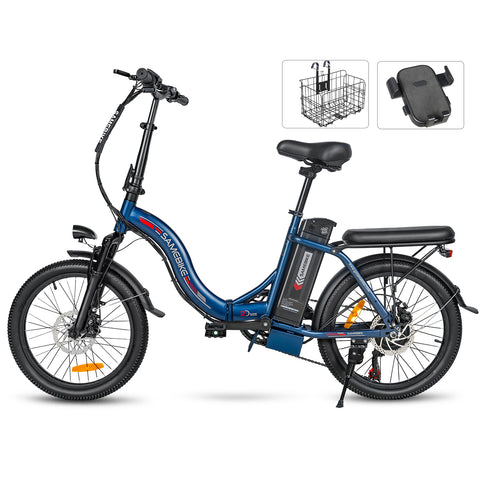 SAMEBIKE CY20 FT Bicicleta Eléctrica - Potencia 350W Batería 36V13AH Autonomía 35KM Freno de Disco Mecánico - Azul Oscuro